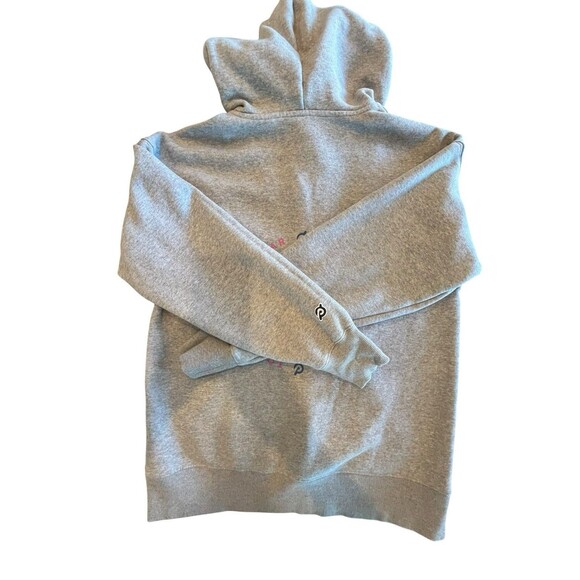 PELOTON Hoodie Womesn Size Small Gray trimmed in Pink 1/4 zip Kangaroo pocket - Picture 3 of 6